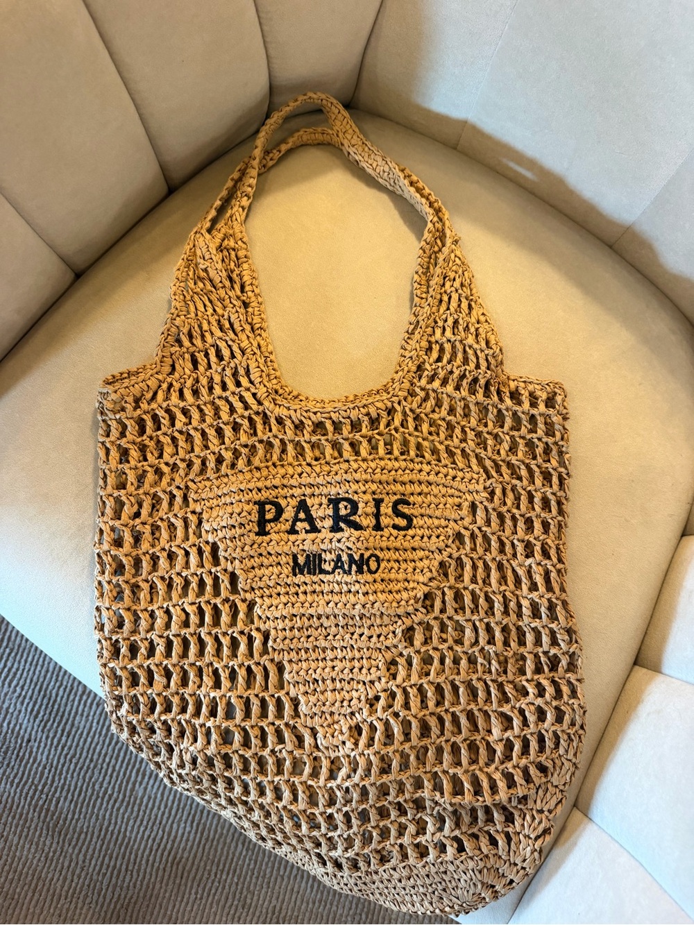 Paris Milano Woven Straw Tote / Beach Bag